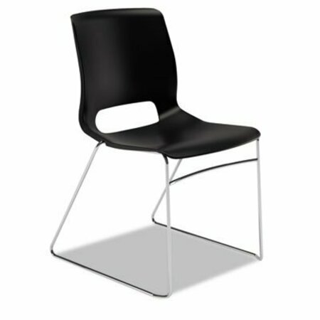 HON HON, MOTIVATE HIGH-DENSITY STACKING CHAIR, ONYX SEAT/BLACK BACK, CHROME BASE, 4PK MS101ON